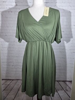 Ekouaer 3-in-1 Maternity Nursing Labor Delivery Dress Olive Green S